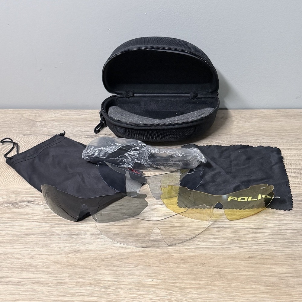 Polisi Tactical Replacement Lenses Case 3 Lenses Cleaning Cloth Drawstring Bag